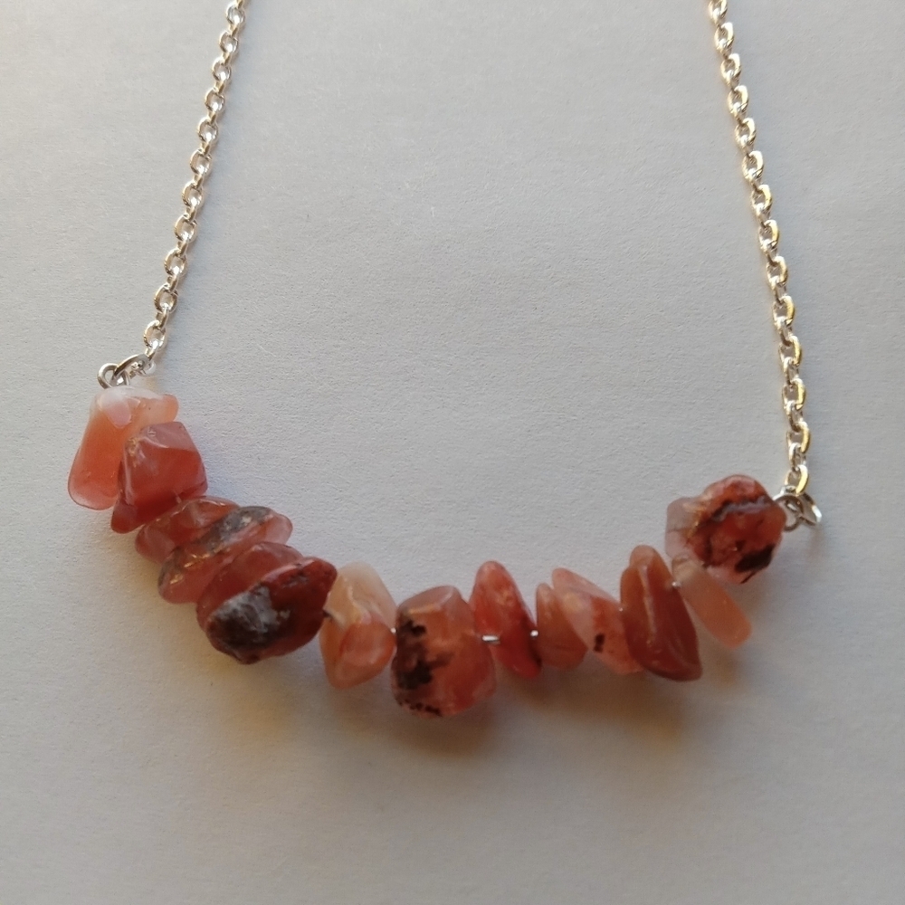 Red agate stone chip necklace bohemian western hippie bohochic bohowestern boho